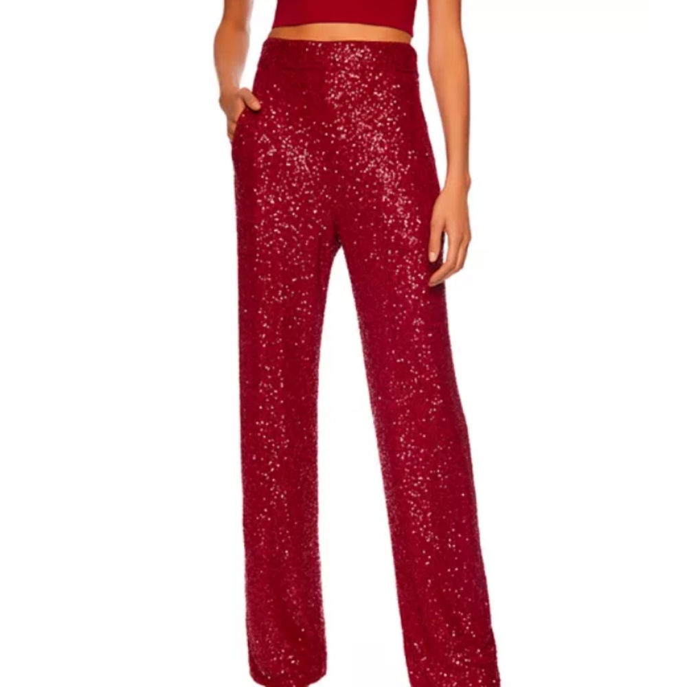 Sparkling Red Sequin Pants